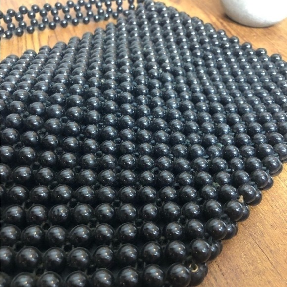 Vintage Mid Century MOD Authentic Bead Bag Formal Large Black Bag by Josef Japan - Picture 4 of 13